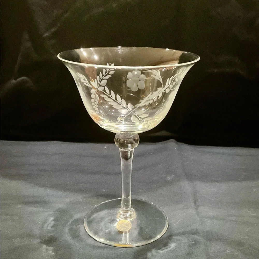 Colony Glass Vintage Etched “Danube” Champagne glass 6 inch
